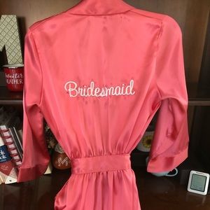 Silky Cherry-Pink Bridesmaid Robe